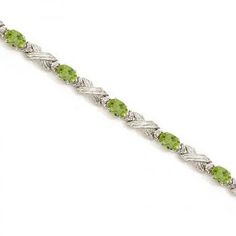 Peridot & Diamond XOXO Link Bracelet in 14k White Gold (6.65ct) Peridot Bracelet, Citrine Bracelet, Peridot Jewelry, Gold Diamond Jewelry, White Gold Jewelry, August Birth Stone, Gemstone Engagement Rings, Gemstone Bracelets, Pretty Jewellery