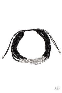 Four strands of black micro beads are accented with a bold section of silver beads for a simple yet trendy look. Features an adjustable sliding knot closure.

 Sold as one individual bracelet. Sliding Knot Bracelet, Haute Jewelry, Sliding Knot Closure, Adjustable Sliding Knot, Micro Beads, Black Beaded Bracelets, Feeling Pretty, Jewelry Catalog, Black Bracelet