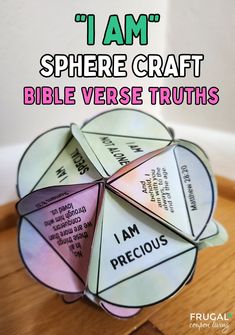 i am sphere craft bible verse truths on top of a wooden table with text overlay