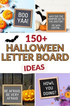 halloween letter board ideas for kids and adults to make their own pumpkins, bats, and more