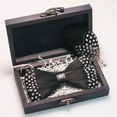 The Jameson- Feather Bow Tie - Jack and Miles Western Event, Feather Bow Ties, Feather Cuff, White Bow Tie, Groom Ties, Wooden Bow, Black Bow Tie, Bow Tie Set, Wooden Gift Boxes