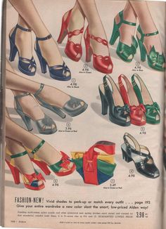 Vintage Shoe Porn-Aldens Spring/Summer 1949 Dior New Look, Vintage Catalog, Historical Shoes, Rockabilly Pinup, Vintage Shoe