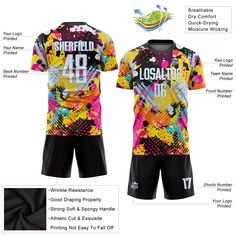 Order the jersey with special name & number you want from our shop, making a vibrant look on the field or daily life! Features: 1. Material: Made from 100% polyester wicking knit with 95% polyester / 5% spandex wicking pinhole mesh 2. Jerseys with sublimation printed name and numbers 3. Moisture-wicking fabric has spongy handle, good draping property and elasticity as well as good dimensional stability and wrinkle-resistance 4. Breathable & Quick-Drying 5. Athletic Cut & Exquisite stitching not Blue Sublimation, Graffiti Pattern, Soccer Uniforms, Blue Football, Custom Fans, White Jersey, Baseball Shirts, Logo Color, Moisture Wicking Fabric