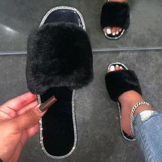 Style Casual,Living Shoes Toe Type Opend Shoes Type Keep Warm,Comfortable Faux Fur Slippers, Shoes Outfit, Warm Shoes, Shoe Tags, Fur Slippers, Low Heel Shoes, Jelly Shoes, Jelly Sandals, Shoe Style