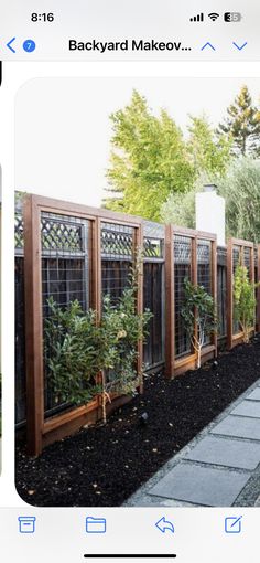 an instagram photo of a backyard makeover with plants in the fenced area