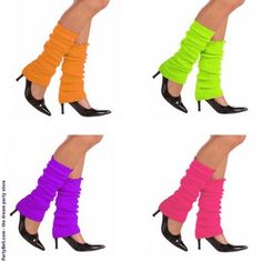 Neon legwarmers... for our 80's costume.   We are gonna rock! Neon Workout Outfit 80s, 80s Theme Party Outfits, Clown Outfit, 80's Theme, Colour Guard, 80's Party, 80s Costume