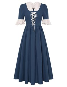 PRICES MAY VARY. Step back in time with our womens pioneer prairie dress, a perfect blend of style, history, and comfort. High-Quality Materials : 98%Cotton+2%Polyester. It is unlined. Made from pure cotton, our pioneer prairie dress ensures comfort and breathability while maintaining durability for long-lasting wear. We advise you to iron them before trying on our pioneer costume dress. Features : The pioneer dresses for adult women feature 2 pockets, V neck, one half sleeves with ruffles, invi 1800 Clothing, Pioneer Costume, Pilgrim Costume, Mom Dresses, Musical Costumes, Pioneer Dress, Colonial Dress, Education Day, Needle Crafts