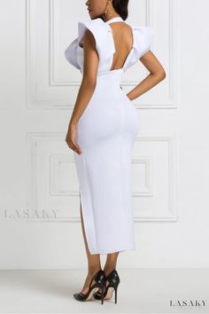 Lasaky - Elegant White Sleeveless Deep V-neck Bodycon Dress for Women Elegant Sleeveless Bodycon V-neck Dress, White Sleeveless V-neck Stretch Dress, White Stretch V-neck Sleeveless Dress, Chic V-neck Bodycon Sleeveless Dress, Chic Sleeveless V-neck Bodycon Dress, Chic Bodycon V-neck Sleeveless Dress, Chic Sleeveless Bodycon Dress With V-neck, Elegant V-neck Bodycon Sleeveless Dress, Elegant Sleeveless V-neck Bodycon Dress