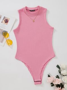 Body tank tejido de canalé unicolor | Mode de Mujer | SHEIN España Pink Bodysuit Outfit, Ribbed Knit Bodysuit, Boujee Outfits, Bodysuit Tops, Body Suit Outfits, Pink Bodysuit, Tank Bodysuit, Knit Bodysuit, Streetwear Fashion Women