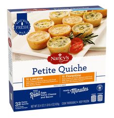 a box of piette quiches with tomatoes and herbs