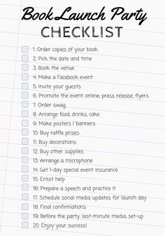 the book launch party checklist