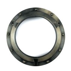 a metal ring with rivets on a white background