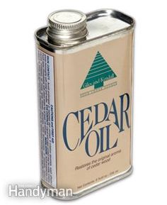 a can of cedar oil on a white background