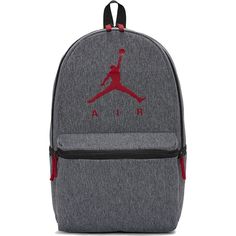 Nike Air Jordan Jumpman Kids Backpack School Sport Grey Red Black 9b0462-R61 B20 Jordan Lifestyle Graphic Backpack Adjustable Shoulder Straps Featured Mesh Cushioning Placed On The Back For Support And Comfort Pocket Holding Included On The Side 18"H X 12"W X 6"D Sporty School Bags With Logo, Back To School Travel Backpack With Logo, Red Backpack For Streetwear, School Nylon Bag With Logo, School Nylon Bags With Logo, Red Bag For Back To School Streetwear, Casual Bags With Logo For Outdoor Activities, Red Bags For Back To School Streetwear, Casual University Red Bag For Everyday Use