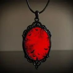 Brand New, Unopened (But Doesn't Come With Tags!) Beautiful Statement Cameo Necklace Featuring A Lurid Red Background With Bats Fleeing The Haunted, Bare Trees. Pendant Measures 5cm - About 2in) And Is The Perfect Conversation Started This Spooky Season. Please Feel Free To Ask For Additional Pictures Or Information. Reasonable Offers And Bundles Welcomed! Vampire Necklace, Bat Necklace, Halloween Party Gifts, Gothic Vampire, Bare Tree, Vampire Bat, Gothic Necklace, Mens Jewelry Necklace, Cameo Necklace