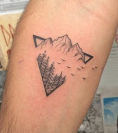 101 Amazing Mountain Tattoo Ideas You Need To See! Triangle Mountain Tattoo, Mountain Tattoo Ideas, Simple Unique Tattoos, Triangle Mountain, Small Mountain Tattoo, Mountain Tattoo Design, Hiking Tattoo