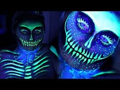 Blacklight Aesthetic, Performer Makeup, Sfx Makeup Tutorial, Blacklight Halloween, Black Light Makeup, Skeleton Makeup Tutorial, Inspi Makeup, Uv Face Paint, Sfx Ideas