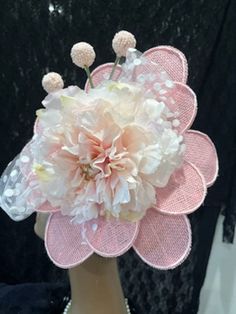 "Ready to ship today from Tennessee, USA. I ship quickly and package safely in boxes. See more distinctive fascinator hat choices at my Etsy shop at https://www.etsy.com/shop/equineelan This fascinator hat has a light pink flower petal base of 12\" x 12\". A large gorgeous pastel pink peony flower tops the base with white dotted tulle ribbon bow. The peony flower is pale pink with few light beige edged petals. The lighting makes it look yellow tinged but it is not. Photos show it both ways but t Whimsical Pink Headpiece With Handmade Flowers, Whimsical Pink Hair Accessories With Handmade Flowers, Pink Flower Fascinator For Wedding, Pink Wedding Hat Hair Accessories, Pink Hair Accessories For Kentucky Derby, Pink Fascinator For Spring Wedding, Whimsical Pink Headpiece For Garden Party, Pink Hair Accessories For Kentucky Derby Garden Party, Whimsical Pink Headpieces For Gifts