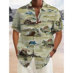 Season:Summer,Spring; Fabric:Polyester,Linen; Sleeve Length:Short Sleeves; Look After Me:Washable,Hand wash,Machine wash; Gender:Men's; Style:Streetwear,Fashion,Tropical,Designer,Hawaiian; Tops Type:Summer Hawaiian Shirt,Shirt; Occasion:Hawaiian,Beach,Going out,Casual,Street; Age Group:Adults'; Fit Type:Regular Fit; Pattern:Coconut Tree,Graphic Prints; Design:Button-Down,Print; Neckline:Turndown; Brand:OUKU; Front page:FF; Listing Date:02/11/2023; Bust:; Length:; Shoulder Width:; Fit US Size:; F Fish Shirt, Mens Printed Shirts, Tropical Fashion, Print Map, Coconut Tree, Mens Hawaiian Shirts, Animal Shirts, Beach Shirts, Short Sleeve Button Up