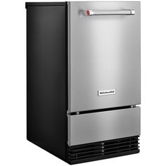 a stainless steel refrigerator freezer sitting on top of a counter