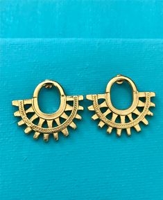 Pre Columbian Earrings. Sunbeams Earrings Columbian Jewelry, Crescent Earrings, Jewelry Statement, Crescent, Statement Earrings, Etsy Earrings, Gold Plate, Hoop Earrings, Plating