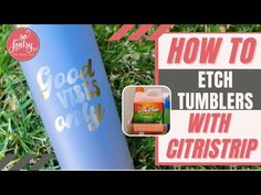 a blue and white baseball bat sitting in the grass with text reading how to etc tumblers with citrus