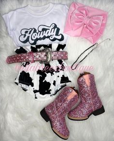 Cow Print Birthday Outfit, Disco Cowgirl 1st Birthday Outfit, First Birthday Cowgirl Outfit, Disco Cowgirl First Birthday Outfit, Cowgirl 1st Birthday Party Outfit, Cowgirl Birthday Outfits, Rodeo Theme First Birthday, 2nd Birthday Cow Theme Girl, Shania Twain First Birthday