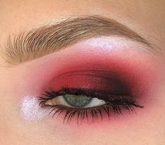 Red Festival Makeup, Eyeshadow Aesthetic, Red Eyeshadow Look, Red Smokey Eye, Red Makeup Looks, Red Eyeliner, Red Eye Makeup, Smoky Eyeshadow, Punk Makeup