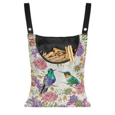 a bag with birds and flowers on it