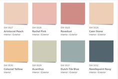 the color scheme for different shades of pink, peach and blue in an array of colors