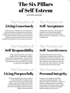 Six Pillars Of Self Esteem, Practicing Self Love, Mental Health Therapy, Emotional Awareness