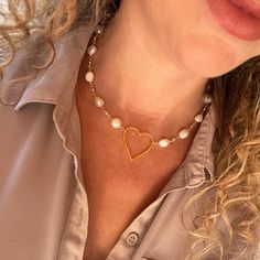 Elevate your everyday style with our unique & timeless necklaces. Handcrafted with high-quality materials and made in the USA, this stunning wear-forever piece is the perfect finishing touch to any look. Our Heart You To The Moon Pearl Necklace is dipped to perfection in 24k gold & is the PERFECT everyday piece you will feel totally gorg in! This handcrafted beauty is super versatile and can be worn three different ways! Features: Dipped in 24K gold for a luxurious glow. Fresh Water Pearls for a Gold Pearl Heart Necklace, Heart-shaped Pearl Necklace, Heart-shaped Pearl Necklace With Heart Beads, Gold Heart-shaped Pearl Necklace, Heart-shaped Pearl Necklace With Charm, Pearl Rose, Gold Pearl Necklace, Pearl Design, Fresh Water Pearls