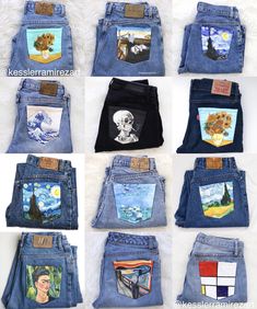 the back side of a pair of jeans with pictures on them and an instagramr