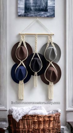 "Thanks so much for visiting our store, we make macrame products in various colors, sizes, styles, all 100% natural materials, pure soft cotton cords with clean color and no bad smell at all ^^ Boho macrame hat display are perfect for hanging two, three up to 8 farmhouse hats and furthermore at the same time it supports looking after your expensive and well-loved hats. Macrame Hat Holder is perfect for those who love Boho Farmhouse Decor and Modern Home accents. Our Macrame Hat Hangers will help you keep your hats in place and make it easier to find them when you need them. It's suitable for many hat types: rimmed hats, cowboy hats, fedora hats, panama hats, homburg hats, floppy hats, boater, pork pie hats and straw hats. Great for gifts birthdays,housewarmings, gift for mom and christmas Adjustable Handmade Crochet Fedora Hat, Handmade Adjustable Fedora Crochet Hat, Handmade Adjustable Crochet Hat With Flat Brim, Macrame Hat Holder, Hat Hangers, Macrame Hat, Modern Boho Home, Modern Boho Home Decor, Hat Organizer