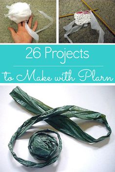 there are pictures of different things made out of plastic wrappers and paper with the words 25 projects to make with plam