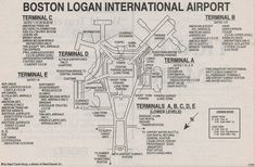 an old map shows the locations of boston's international airport