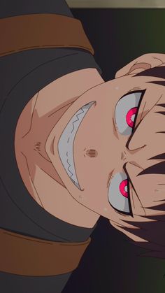 an anime character with his mouth open and eyes wide open, looking down at the ground