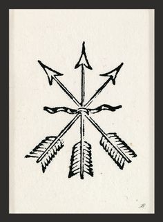 a black and white drawing of arrows in a square frame on a wall or floor