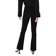 Elevate your look and make a subtle statement in these wool-blend pants with jeweled stripe details down the sides of the leg.Belt loopsHook-and-bar closureWaist slip pocketsJeweled embellished stripes down sides of pants43% polyester, 33% virgin wool, 20% polyamide, 4% elastaneLining: 60% viscose, 40% polyesterDry cleanMade in USA Fitted Embellished Pants For Fall, Chic Embellished Pants For Fall, Embellished Evening Trousers, Embellished High Waist Evening Bottoms, High Waist Embellished Evening Bottoms, Luxury Party Bottoms With Belt Loops, Embellished Straight Pants For Evening, Fitted Embellished Bottoms For Fall, Embellished Bottoms For Night Out In Fall