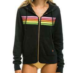 5 Stripe Hoodie in Charcoal + Pinks and Greens Aviator Nation. The most comfortable hoodie you'll ever own. Aviator Nation's single needle stitch work gives each garment a unique, one of a kind effect. All of their products go through an intense breaking-down process that gives them a vintage feel you'll love because it's broken in from day one of wearing it. You're going to live in this hoodie. - Hoodies are UNISEX sizing - Hand sewn in our own factory in the heart of Los Angeles - Tri-Blend Fa Hood Style, Cardigan Sweater Coat, Cardigan Sweater Dress, Backless Maxi Dresses, Striped Hoodie, Maxi Dresses Casual, Hooded Coat, New Arrival Dress, Two Piece Dress