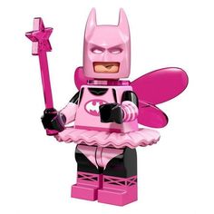 the pink batgirl is holding a cross in her hand