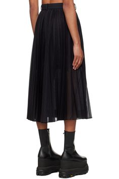 Navy Pinstripe Midi Skirt by sacai on Sale Knife Pleats, Midi Skirt, On Sale, Skirt, Navy, Canvas