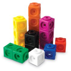 several different colored blocks are stacked up together