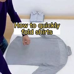 a person is making a t - shirt out of an old pair of pants with the words how to quickly fold shirts on it