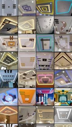 many different types of ceiling lights are shown in this collage with multiple colors and shapes