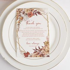 a white plate topped with a thank card