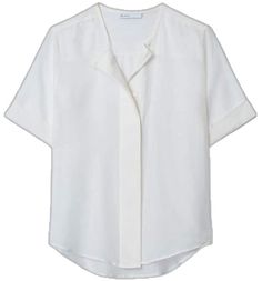 Chic Tops With Placket And Shirttail Hem, Chic Snap Button-up Tops, Chic Button-up Tops With Snap Buttons, Button-up Tops With Placket For Day Out, Chic Everyday Blouse With Placket, Chic Summer Tops With Placket, Classic Button-up Tops For Day Out, Tops With Placket And Shirttail Hem For Daywear, Chic Relaxed Fit Top With Placket