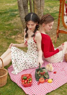 Materials: 100% Polyester    Features: Customized fabric: Made with imitation acetate satin fabric. French design: Unique and fashionable French-inspired vintage countryside design style. Fresh strawberry theme: Skirt adorned with playful strawberry prints. Versatile styling: Can be worn as a standalone dress or paired Ribbon Cardigan, Strawberry Prints, Strawberry Theme, Farm Dress, Strawberry Farm, Strawberry Dress, Wool Clothing, Camisole Dress, Strawberry Print