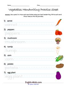 vegetables handwriting practice sheet for kids