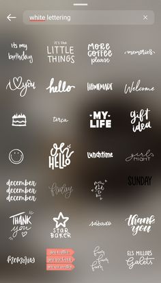 an iphone screen with different types of lettering on it